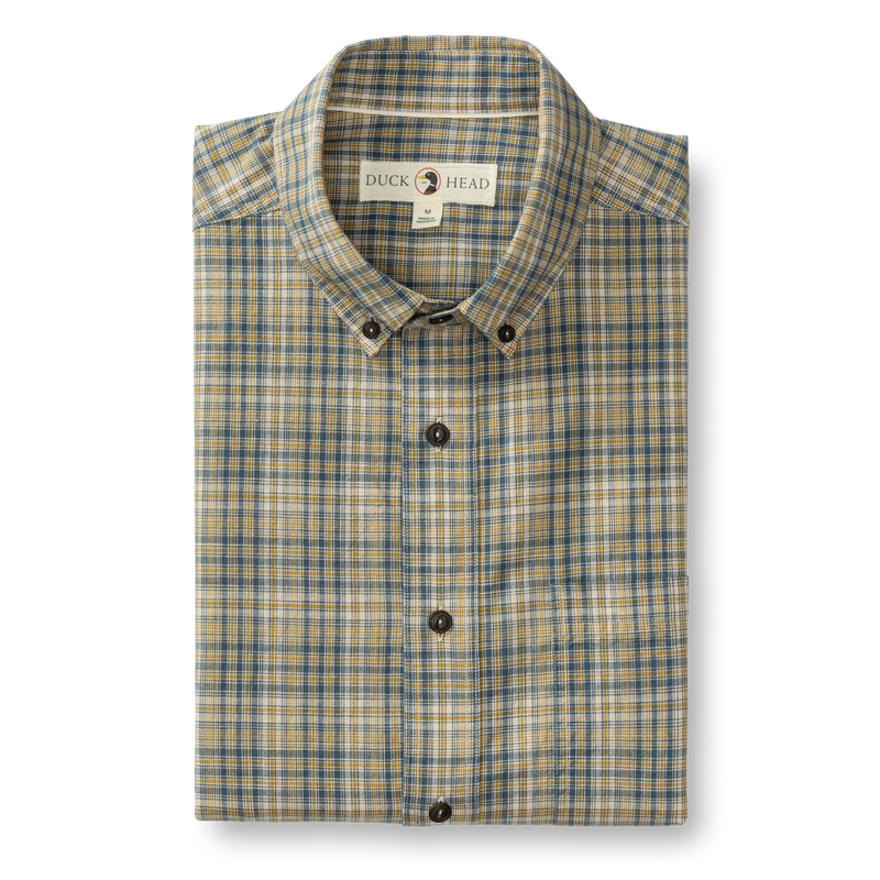 Cotton Slub Sport Shirt - Croft Plaid - Orion Blue