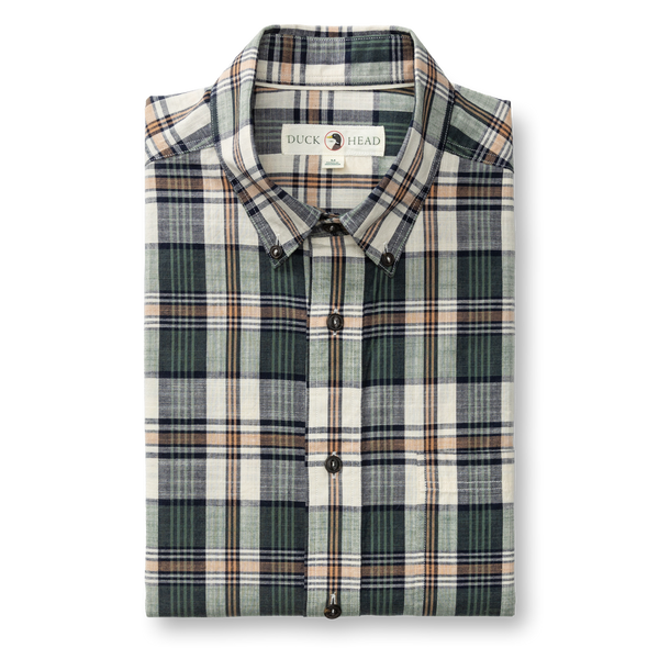 Cotton Slub Sport Shirt - Huntington Plaid - Duck Green