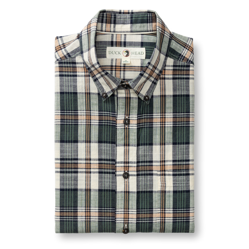 Cotton Slub Sport Shirt - Huntington Plaid - Duck Green