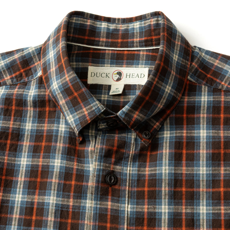 Cotton Slub Sport Shirt - Dunn Plaid - Dark Brown