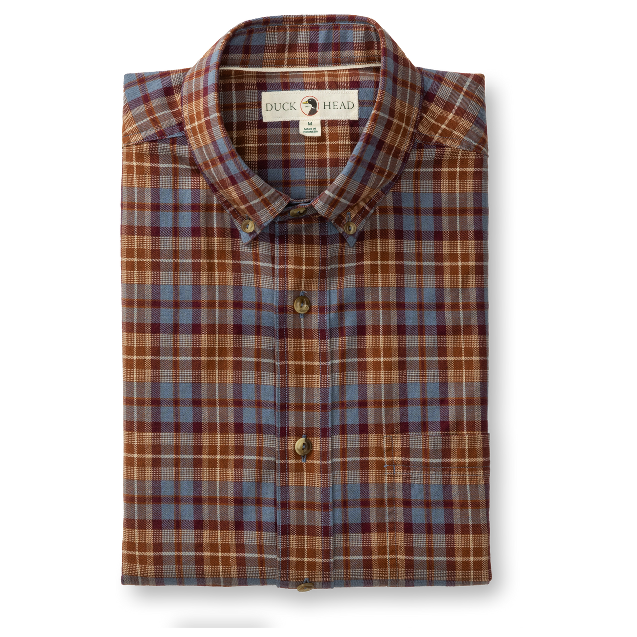 Cotton Wool Sport Shirt - Houser Plaid - Saddle Brown