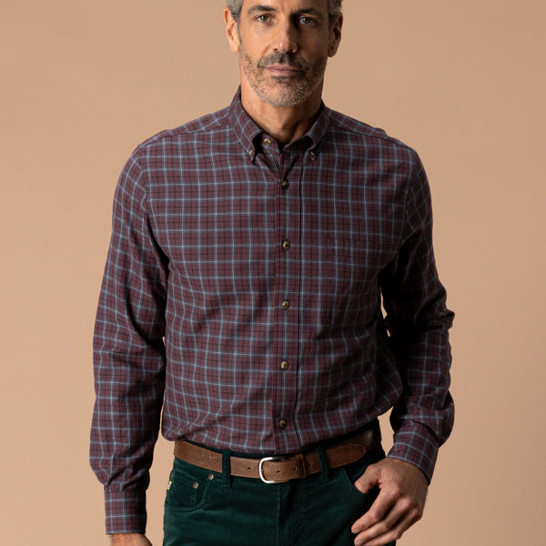 Cotton Wool Sport Shirt - Mercer Plaid - Huckleberry