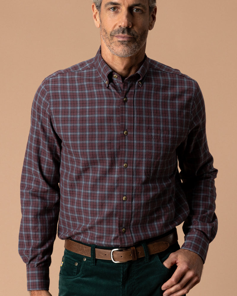 Cotton Wool Sport Shirt - Mercer Plaid - Huckleberry