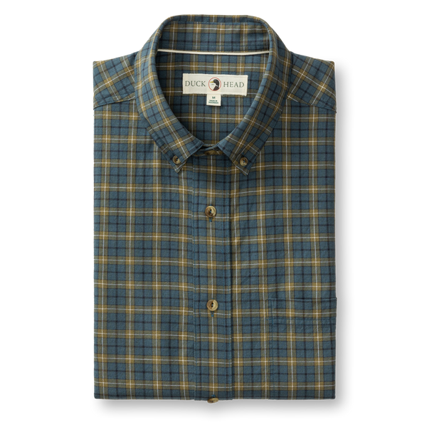 Cotton Wool Sport Shirt - Mercer Plaid - Orion Blue