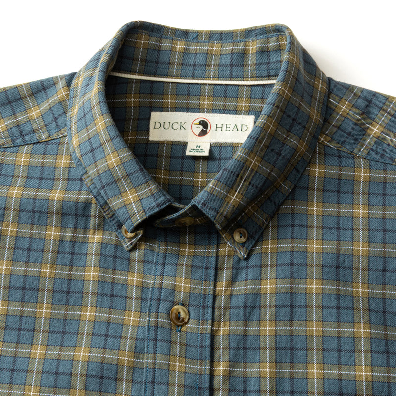 Cotton Wool Sport Shirt - Mercer Plaid - Orion Blue