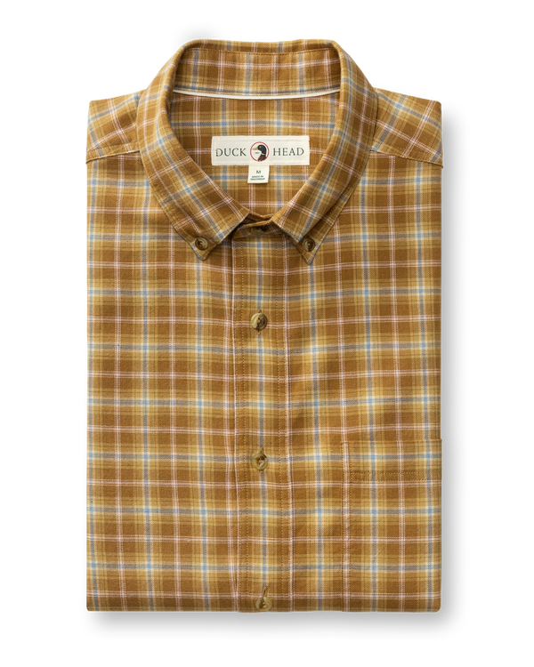 Cotton Wool Sport Shirt - Dearing Plaid - Bronze Brown