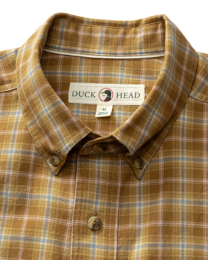 Cotton Wool Sport Shirt - Dearing Plaid - Bronze Brown