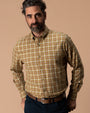 Cotton Wool Sport Shirt - Dearing Plaid - Bronze Brown
