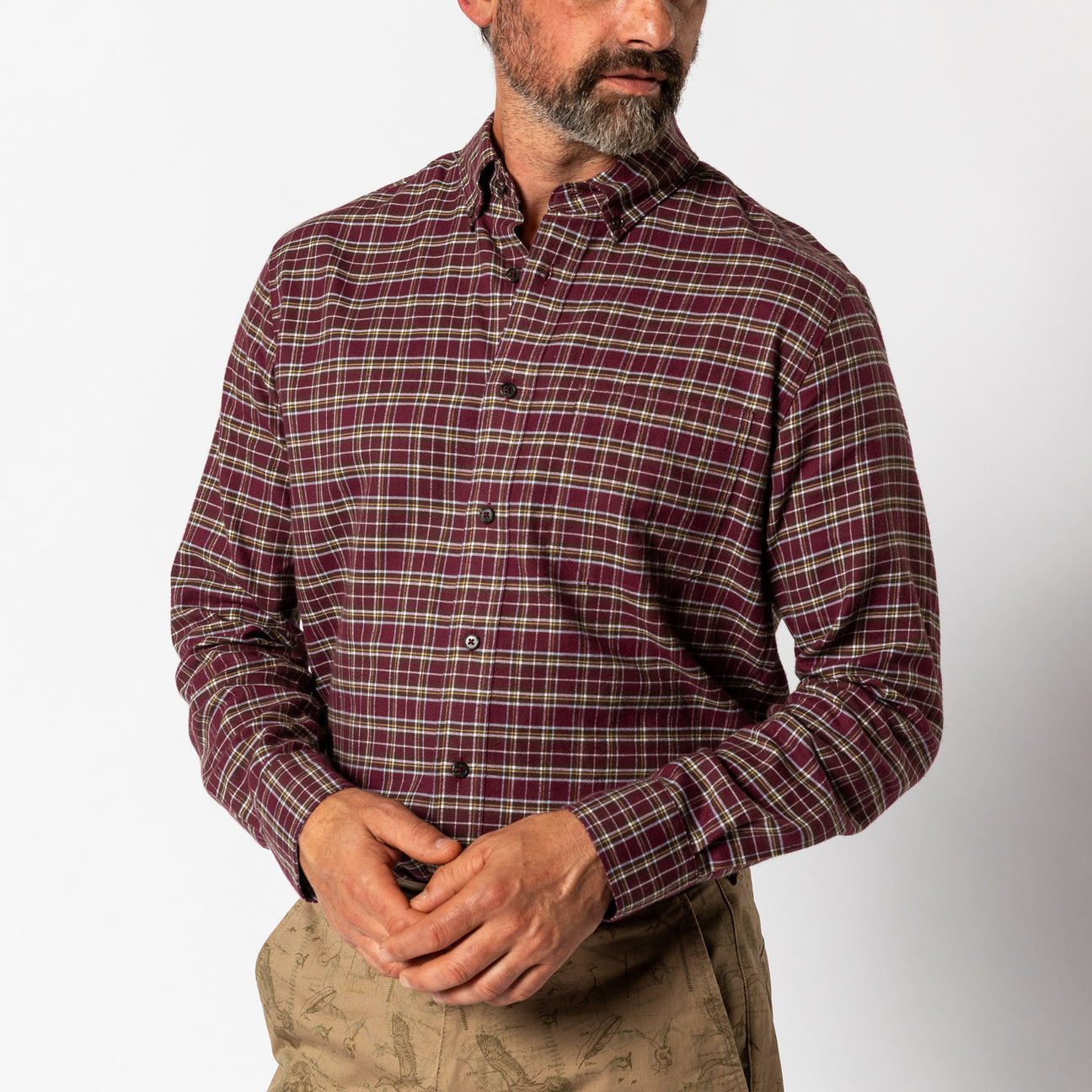 Cotton Flannel Sport Shirt - Abott Plaid - Fig