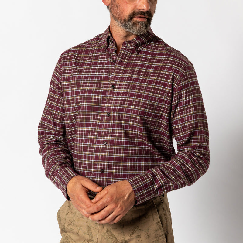 Cotton Flannel Sport Shirt - Abott Plaid - Fig