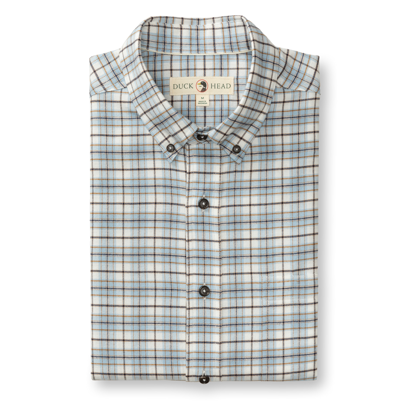 Cotton Flannel Sport Shirt - Layne Plaid - Glacier Blue