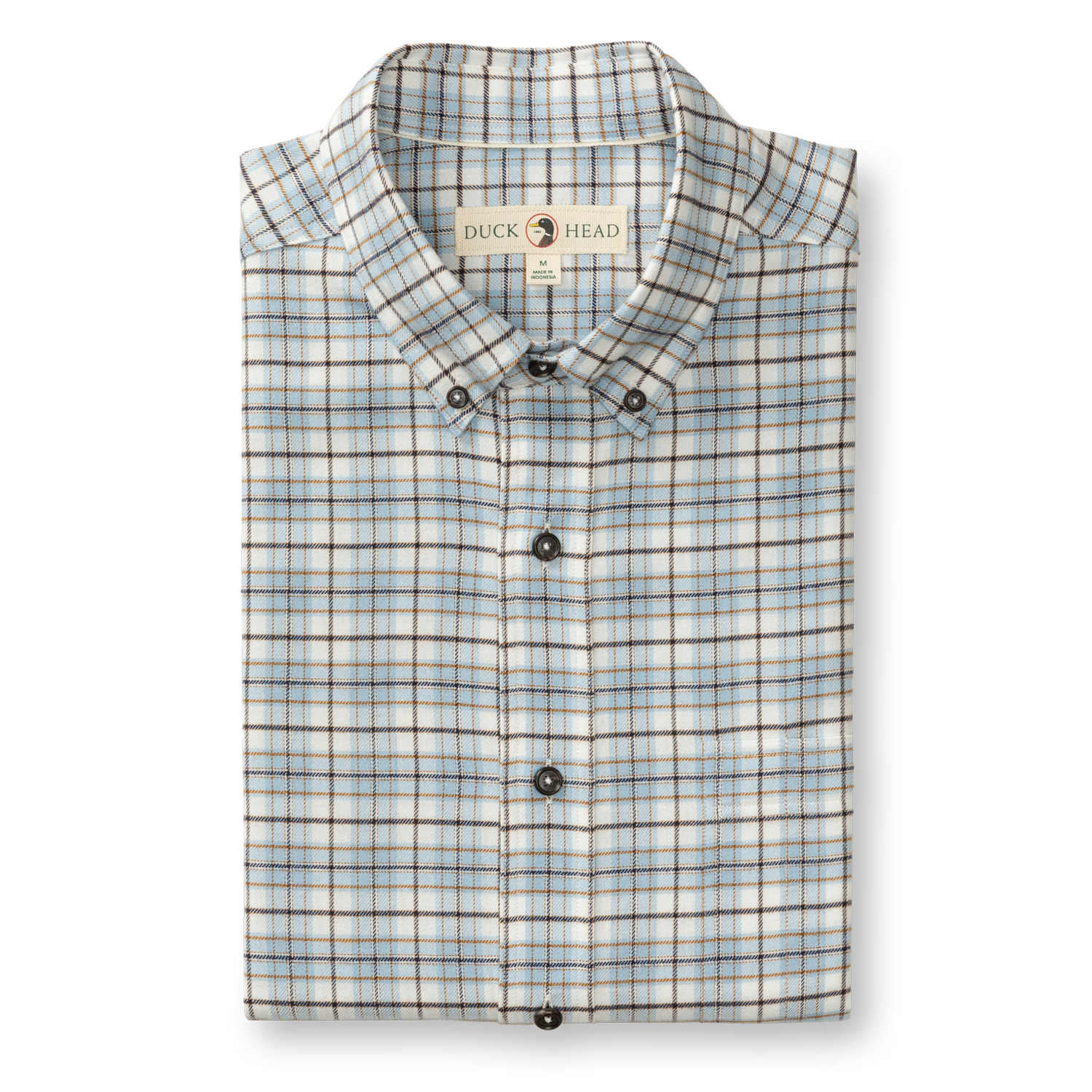 Cotton Flannel Sport Shirt - Layne Plaid - Glacier Blue