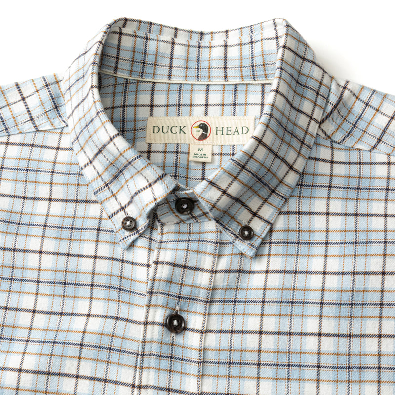 Cotton Flannel Sport Shirt - Layne Plaid - Glacier Blue