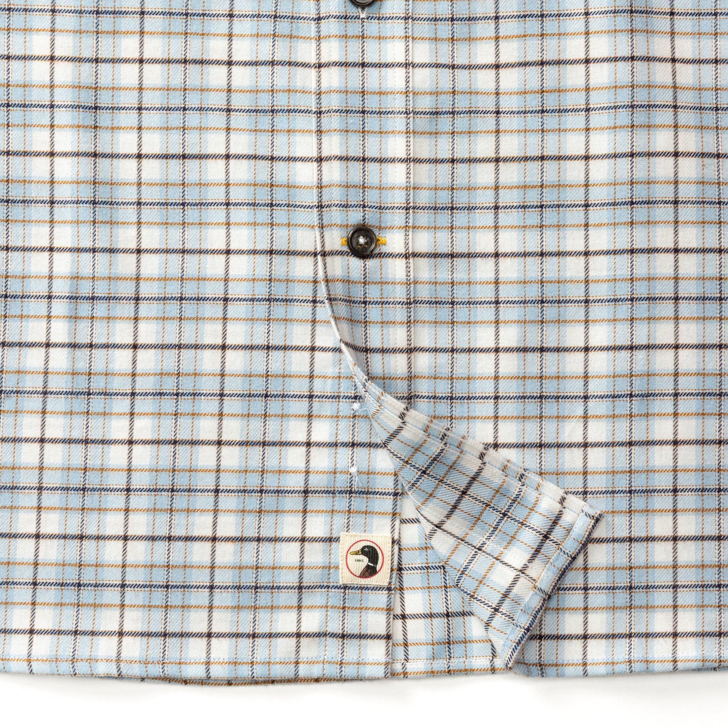 Cotton Flannel Sport Shirt - Layne Plaid - Glacier Blue