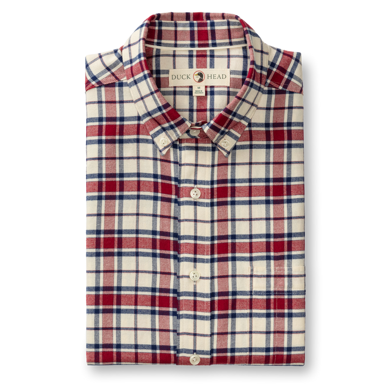 Cotton Flannel Sport Shirt - Bradner Plaid - Rio Red
