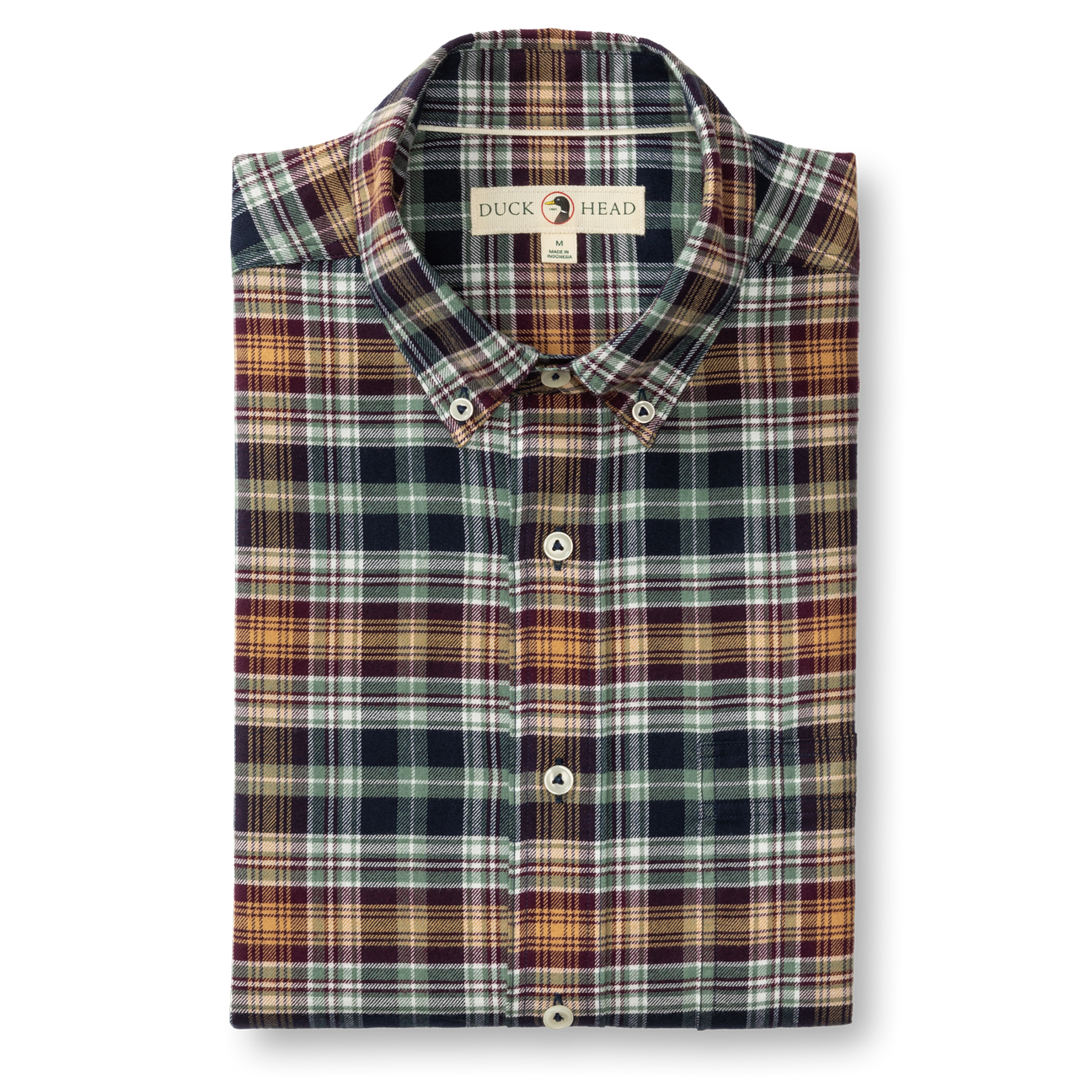 Cotton Flannel Sport Shirt - Eckard Plaid - Maritime Blue