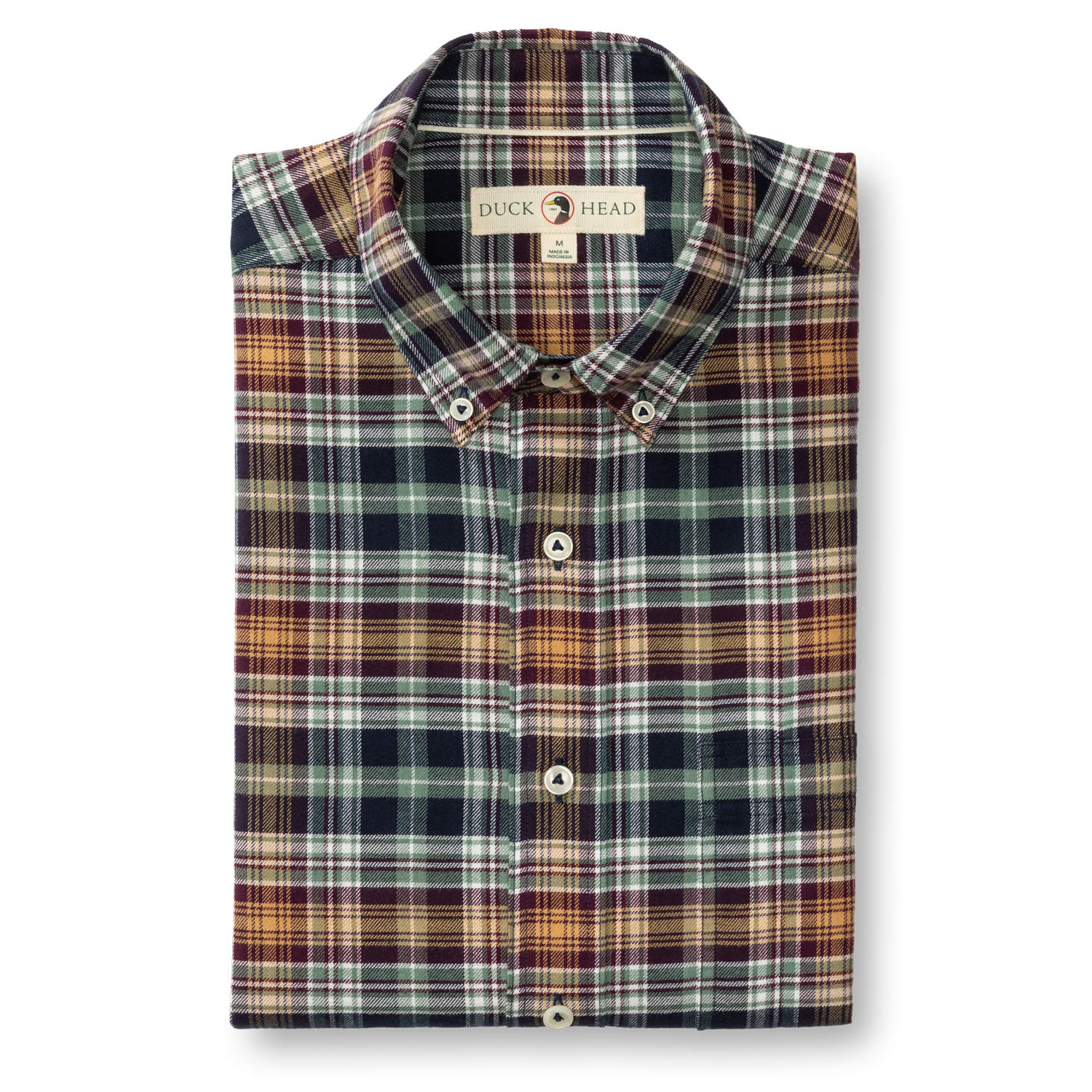 Cotton Flannel Sport Shirt - Eckard Plaid - Maritime Blue