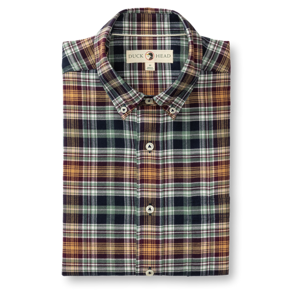 Cotton Flannel Sport Shirt - Eckard Plaid - Maritime Blue