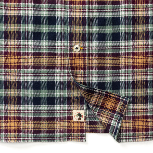 Cotton Flannel Sport Shirt - Eckard Plaid - Maritime Blue