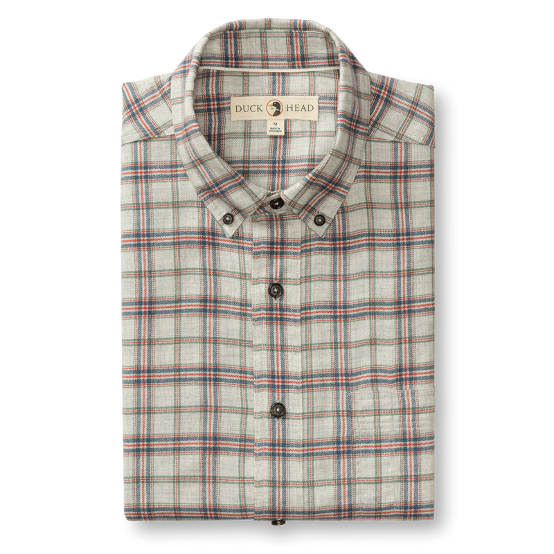 Cotton Flannel Sport Shirt - Malcolm Plaid - Grey Heather