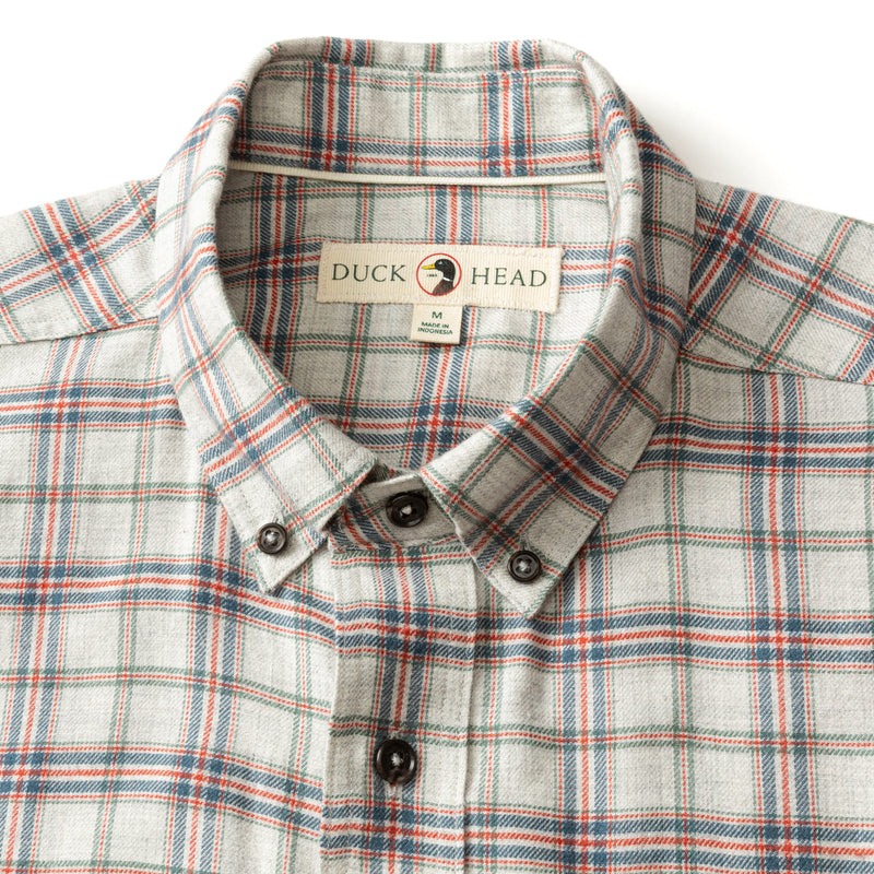 Cotton Flannel Sport Shirt - Malcolm Plaid - Grey Heather