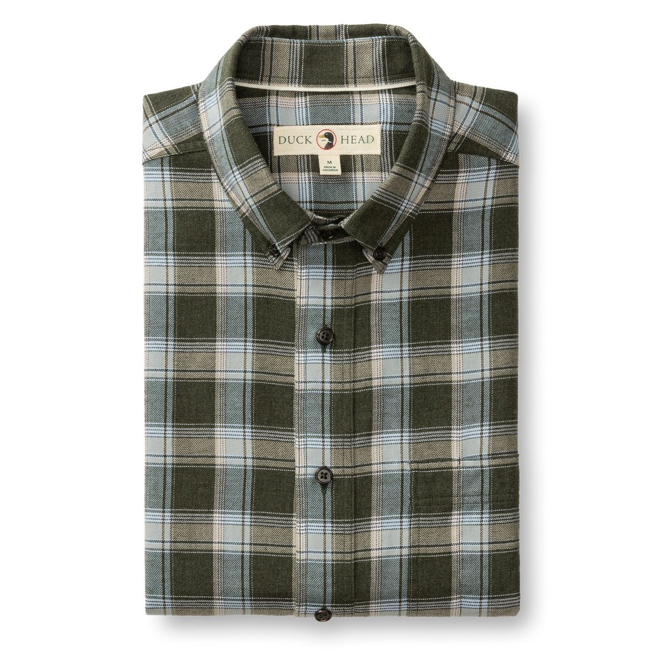 Cotton Flannel Sport Shirt - Hank Plaid - Deep Olive Heather