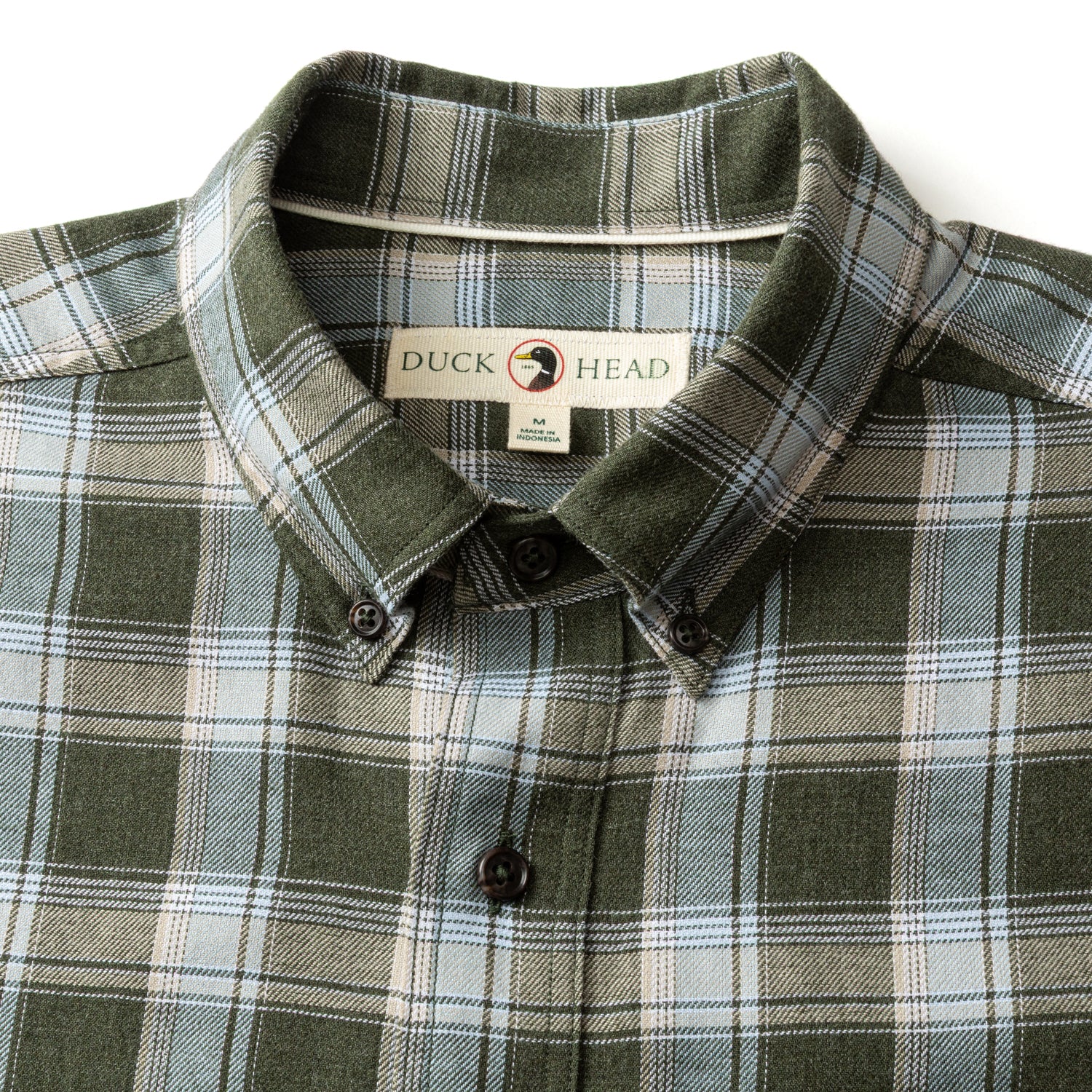 Cotton Flannel Sport Shirt - Hank Plaid - Deep Olive Heather