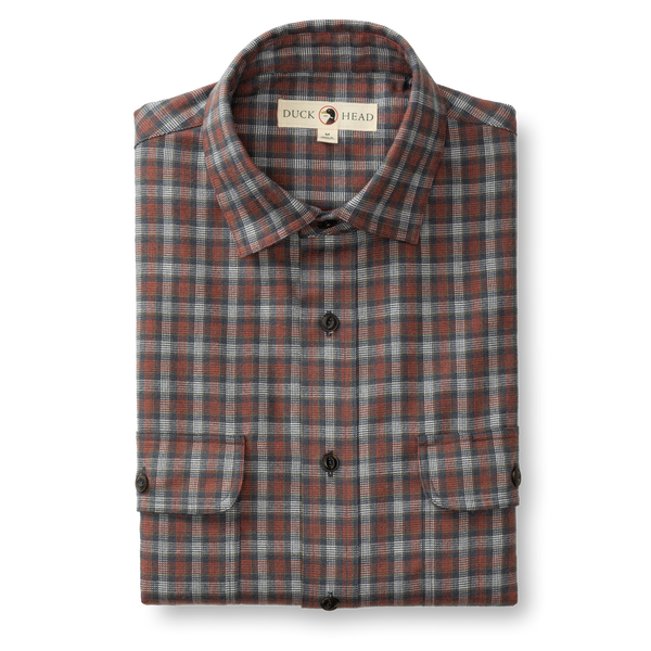 Performance Flannel Sport Shirt - Ballard Plaid - Burnt Brick
