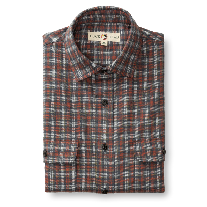 Performance Flannel Sport Shirt - Ballard Plaid - Burnt Brick