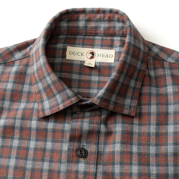 Performance Flannel Sport Shirt - Ballard Plaid - Burnt Brick