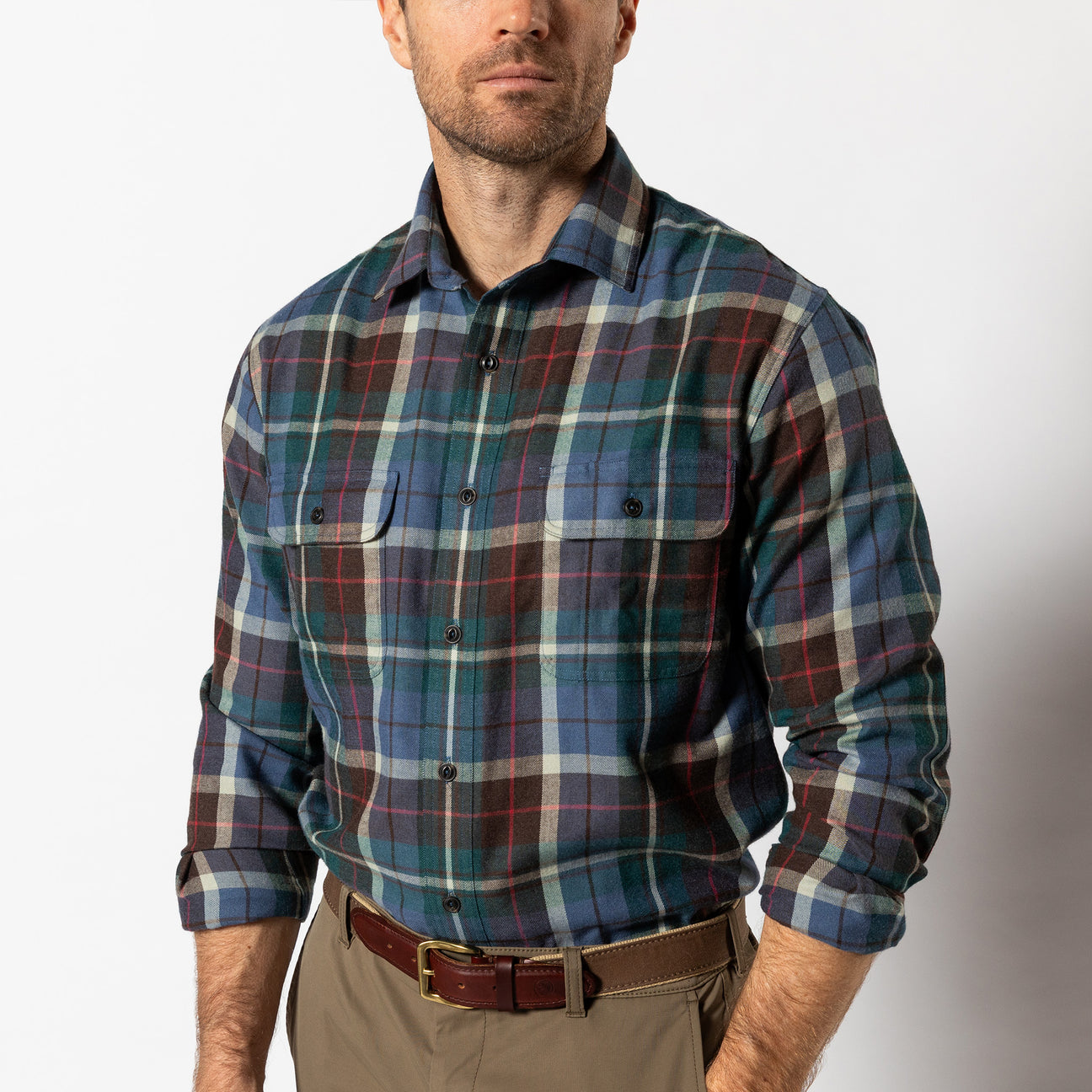Performance Flannel Sport Shirt - Irving Plaid - Emerald Green