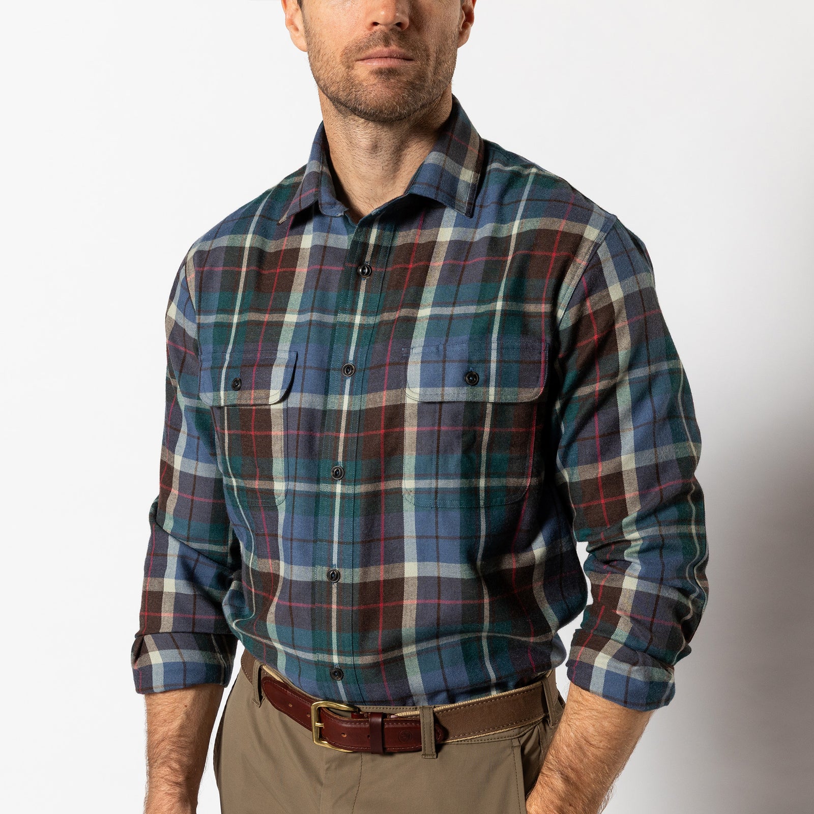Performance Flannel Sport Shirt - Irving Plaid - Emerald Green