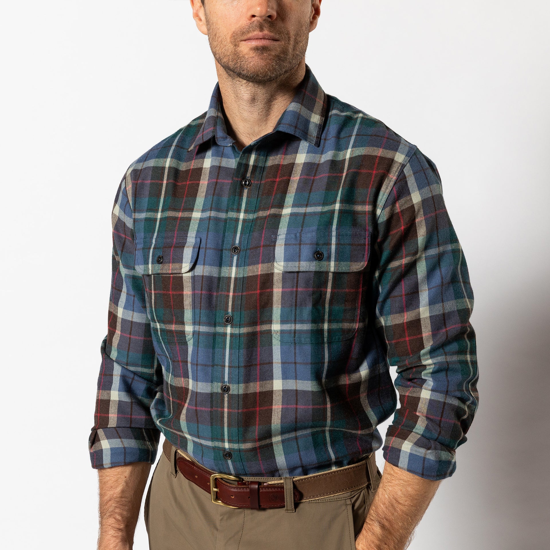 Performance Flannel Sport Shirt - Irving Plaid - Emerald Green