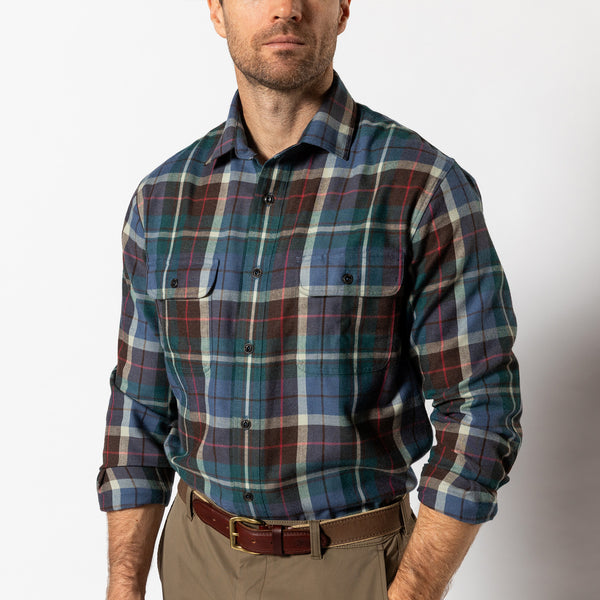 Performance Flannel Sport Shirt - Irving Plaid - Emerald Green