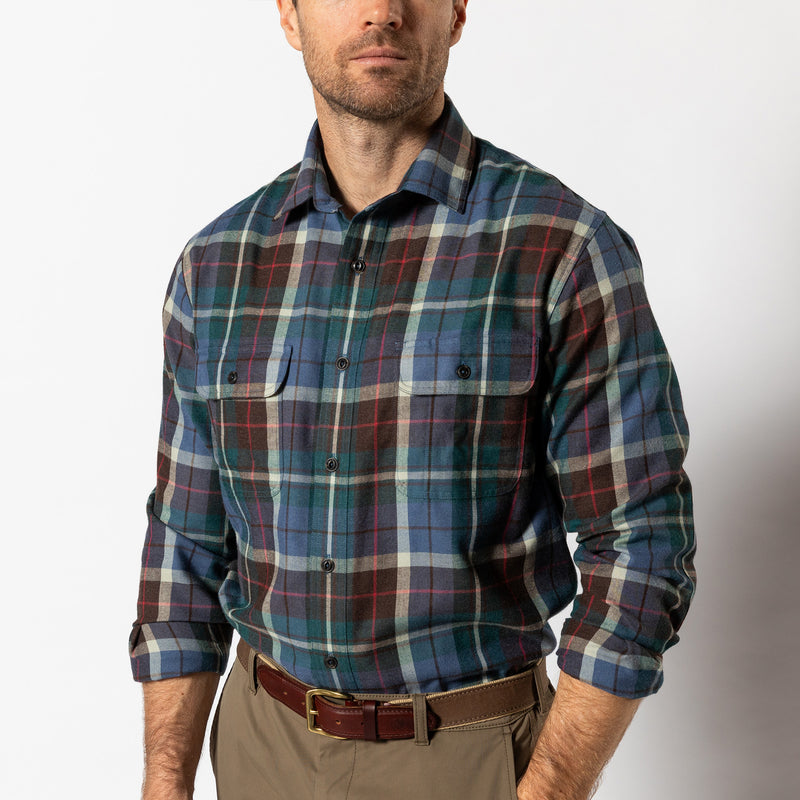 Performance Flannel Sport Shirt - Irving Plaid - Emerald Green