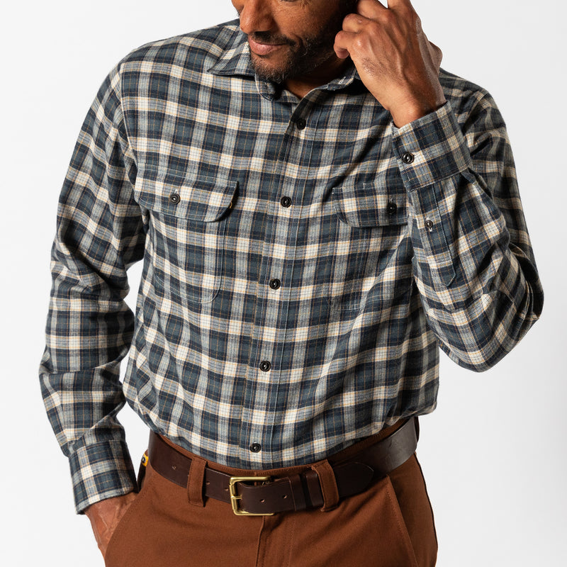 Performance Flannel Sport Shirt - Moyer Plaid - Graphite Blue