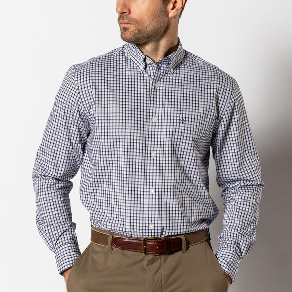 Performance Poplin Sport Shirt - Bryant Plaid - Beacon Blue