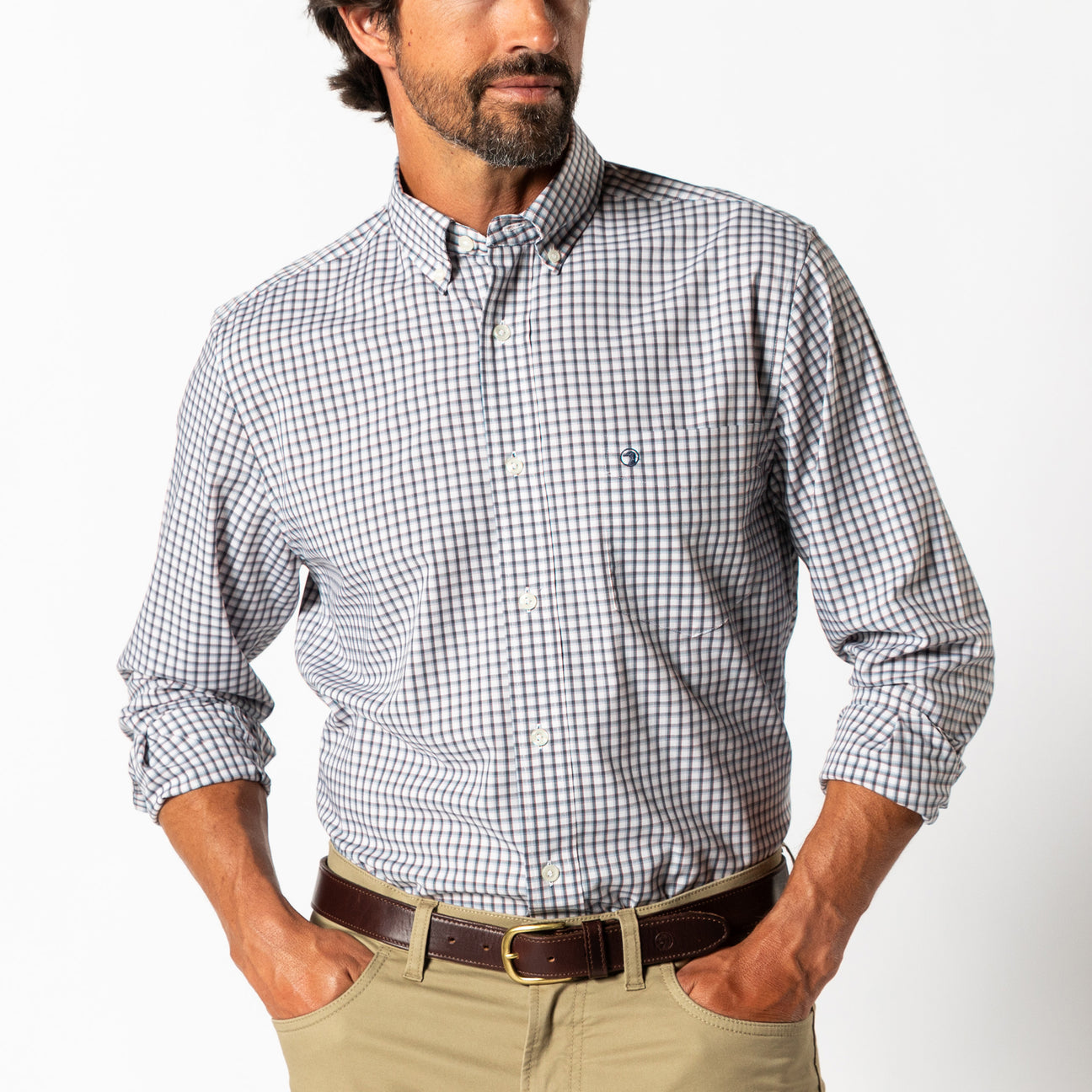 Performance Poplin Sport Shirt - Bryant Plaid - Orion Blue