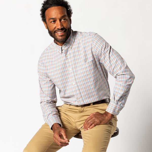 Cotton Oxford Sport Shirt - Bennet Plaid - Burnt Brick