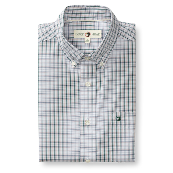 Performance Poplin Sport Shirt - Edison Plaid - Forest Green