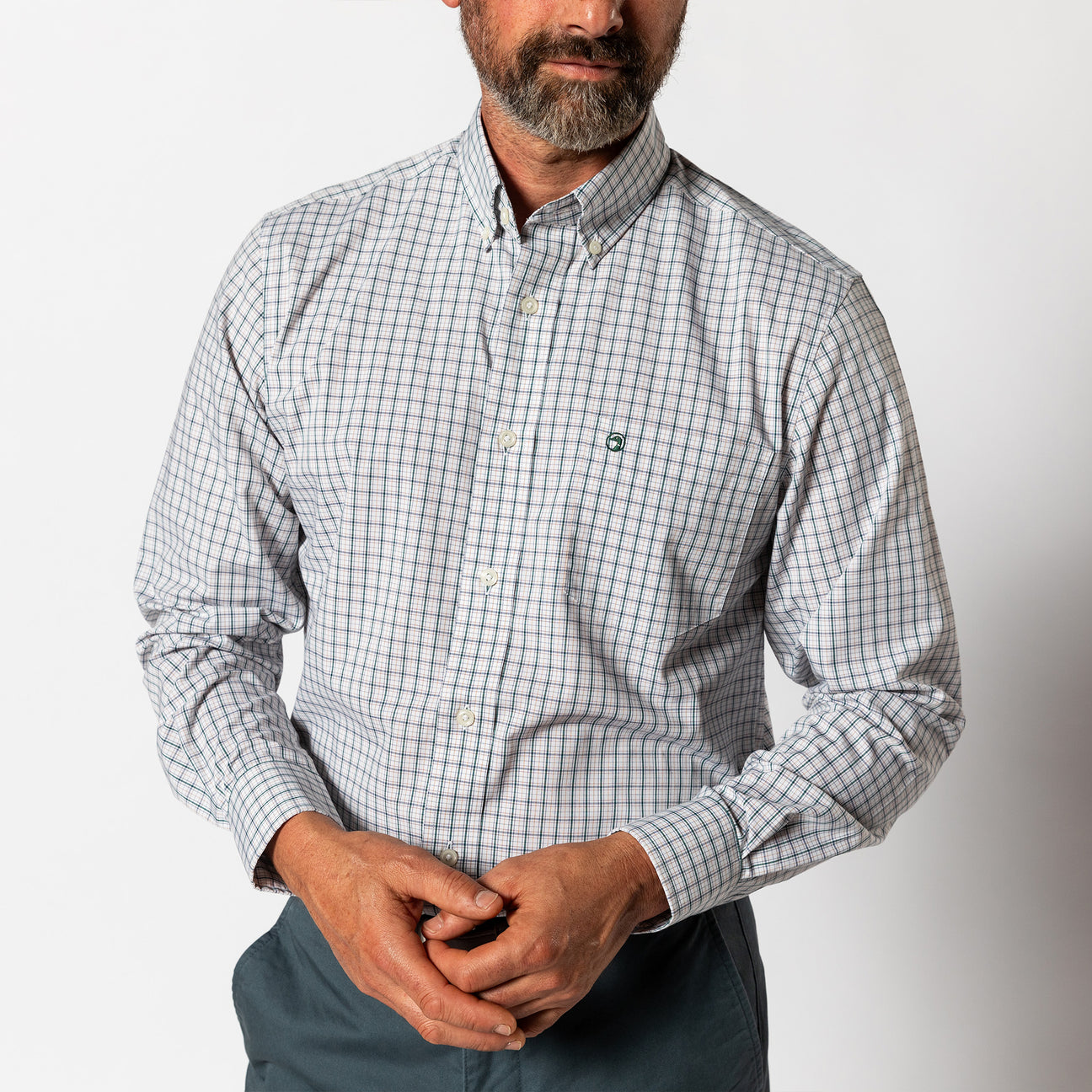 Performance Poplin Sport Shirt - Edison Plaid - Forest Green