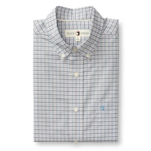 Performance Poplin Sport Shirt - Edison Plaid - Glacier Blue