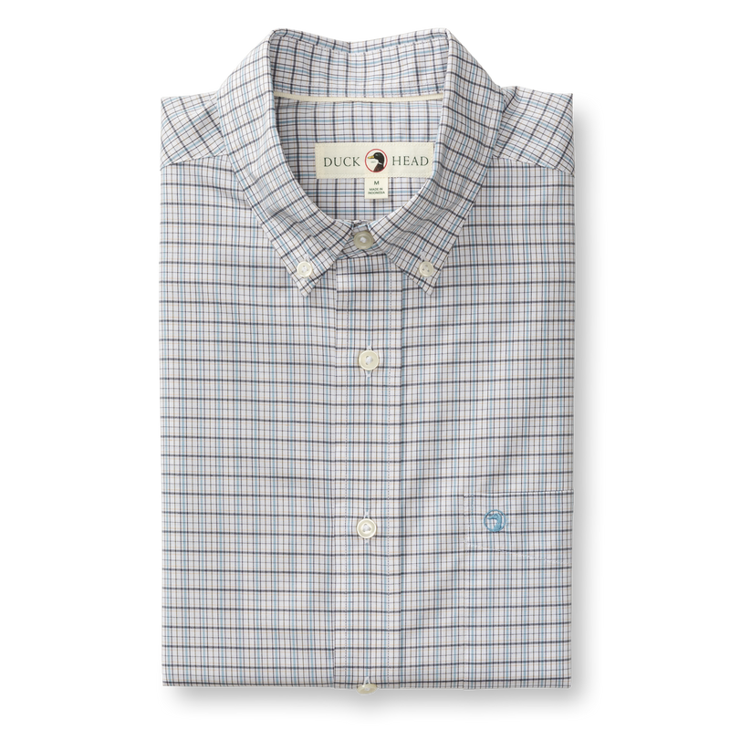 Performance Poplin Sport Shirt - Edison Plaid - Glacier Blue