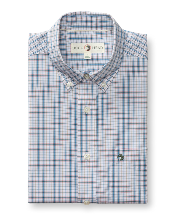 Performance Poplin Sport Shirt - Edison Plaid - Midnight Teal