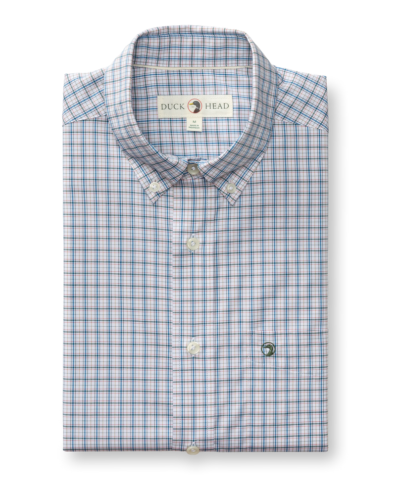 Performance Poplin Sport Shirt - Edison Plaid - Midnight Teal