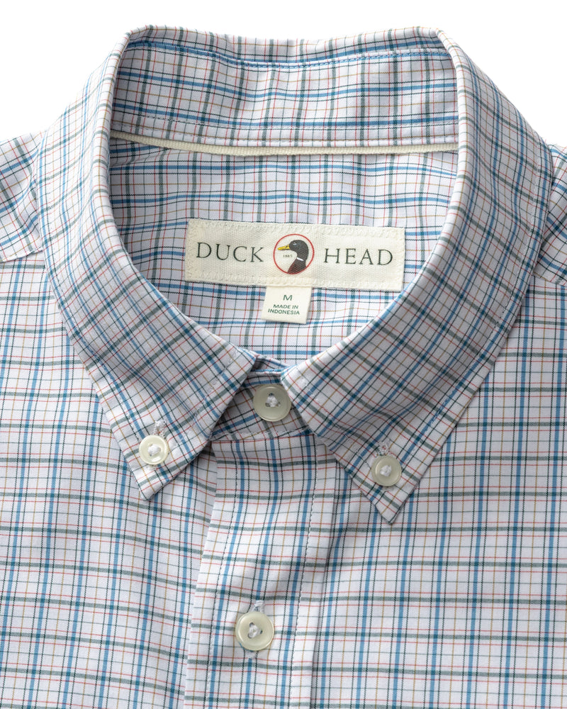 Performance Poplin Sport Shirt - Edison Plaid - Midnight Teal