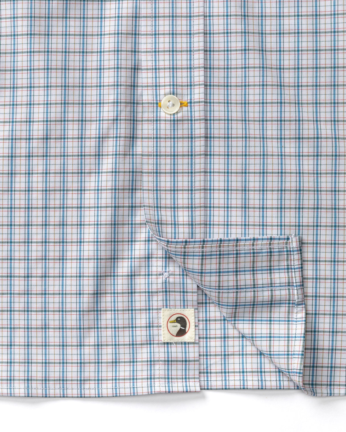 Performance Poplin Sport Shirt - Edison Plaid - Midnight Teal
