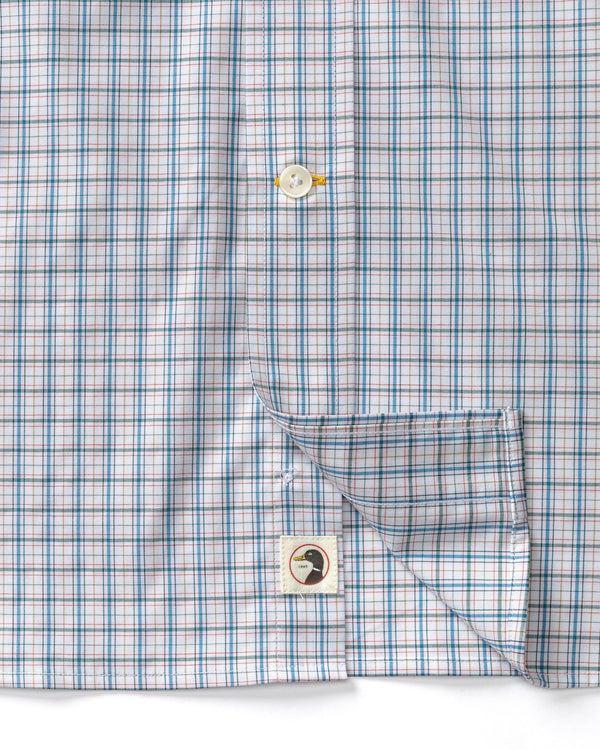 Performance Poplin Sport Shirt - Edison Plaid - Midnight Teal