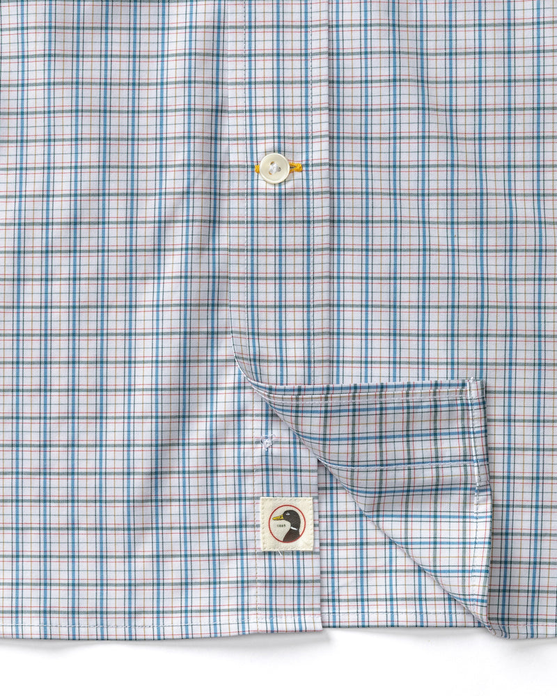 Performance Poplin Sport Shirt - Edison Plaid - Midnight Teal