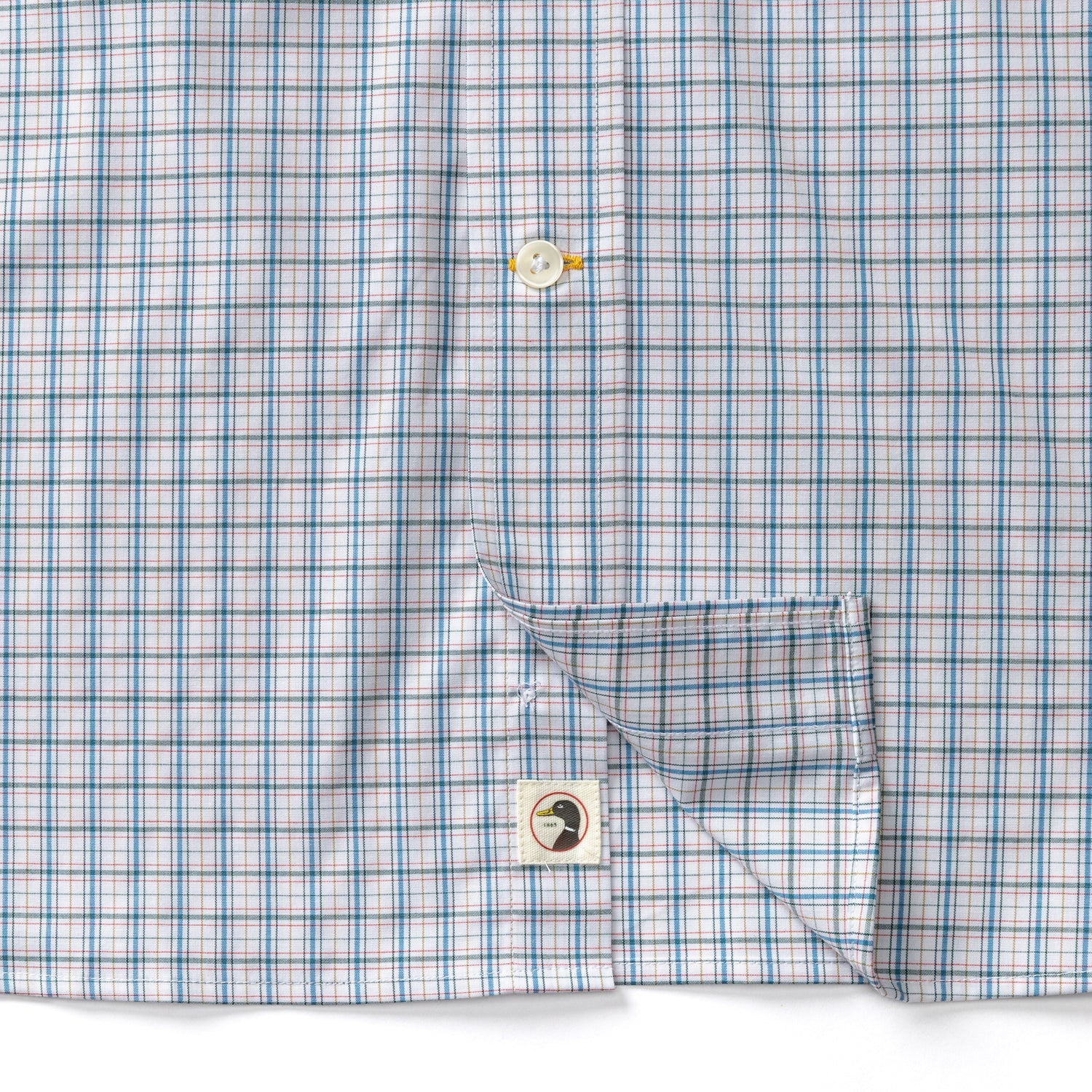 Performance Poplin Sport Shirt - Edison Plaid - Midnight Teal
